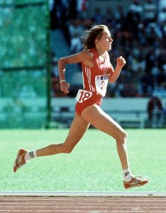 Nancy Tinari running at the 1988 Olympics