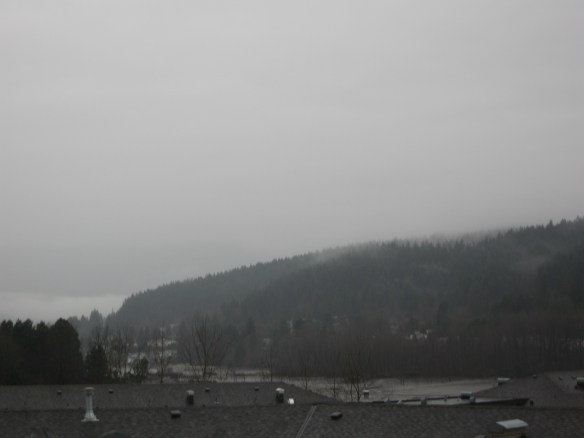 Photo showing view of Burrard Inlet on a rainy day